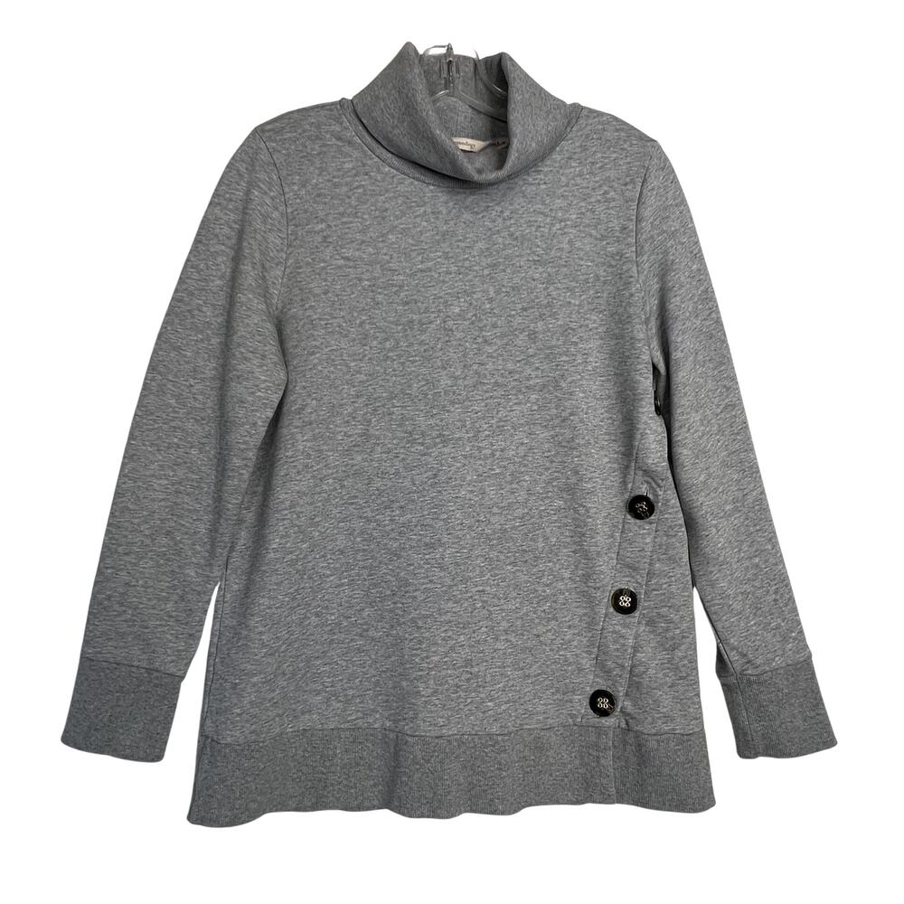 Soft Surroundings Lidia Long Sleeve Turtleneck Pullover Shirt Sweatshirt Gray